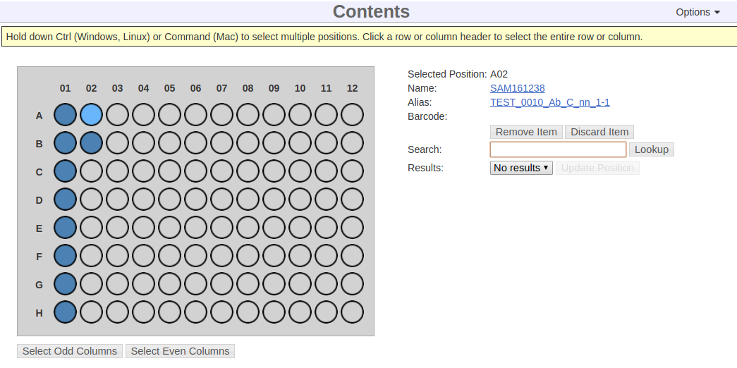 Additional information when one position is selected