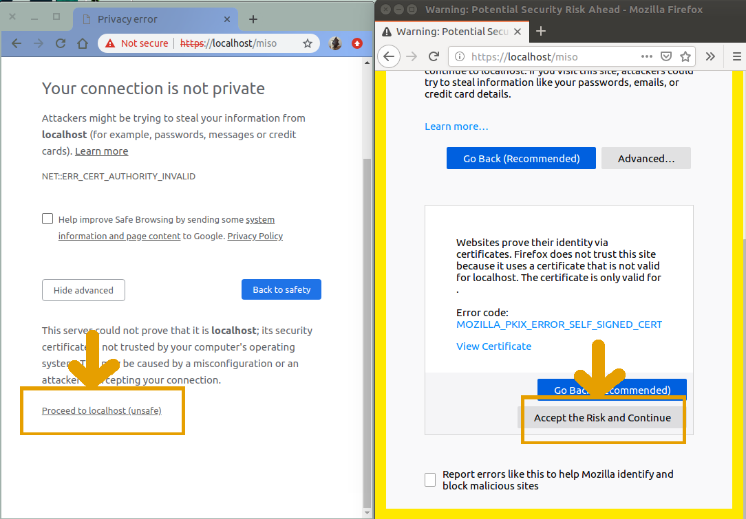 Accept Security Warnings in Chrome and Firefox