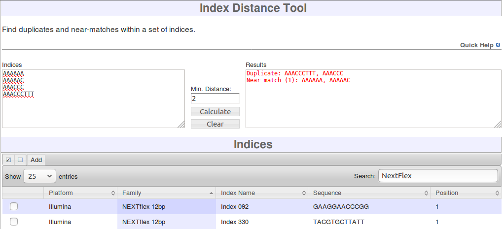 Index Distance tool