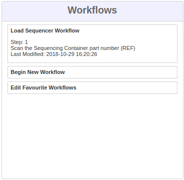 Workflows widget